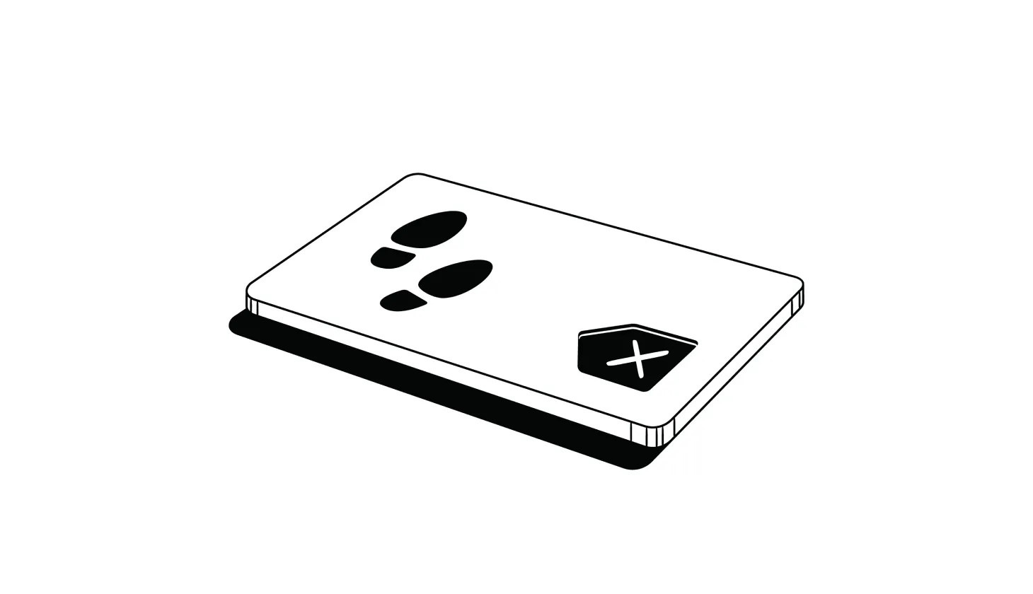 An illustration of a piece of ID with footprints on it